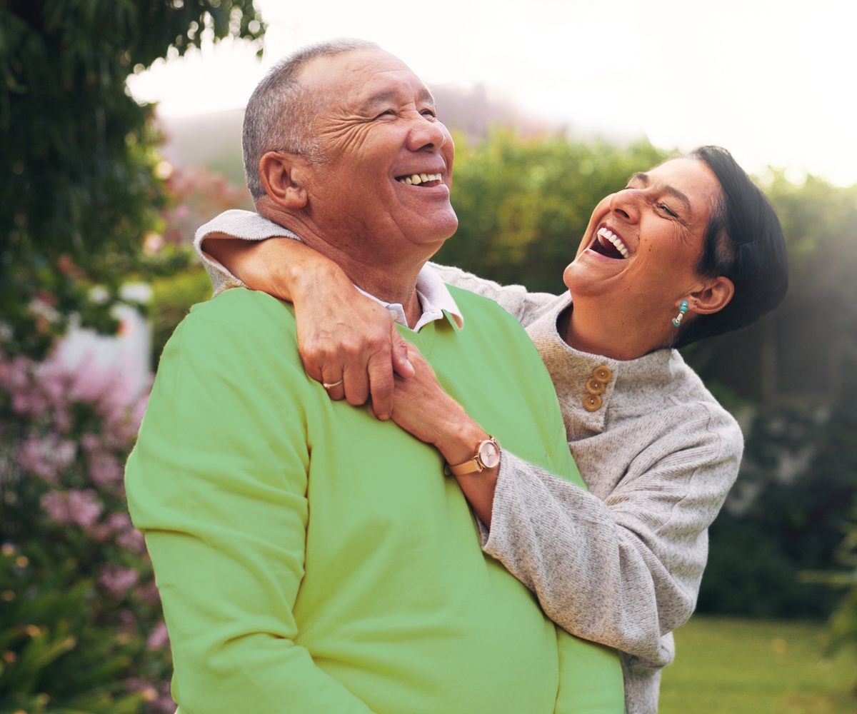 Smiling couple sitting together