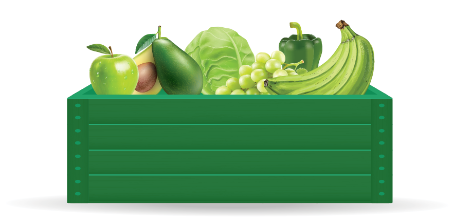 Caja de alimentos saludables con frutas y verduras